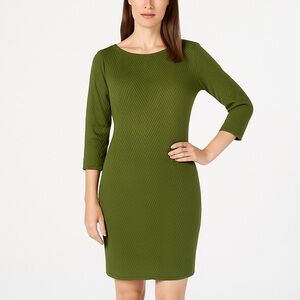 Sharagano Green Chevron Textured Sheath Dress Women’s Size 14